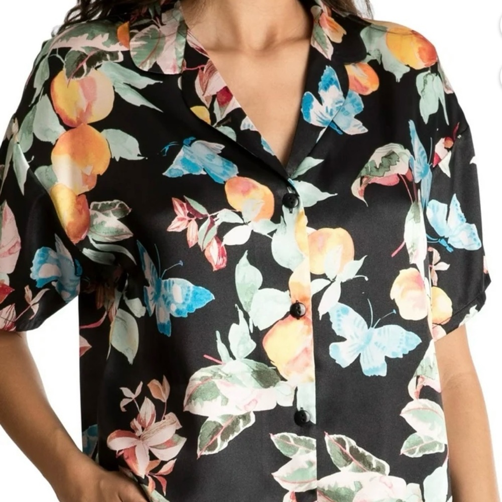 Secret Treasures Satin Cropped Pj Set Butterflies XL BNWT - Picture 4 of 13
